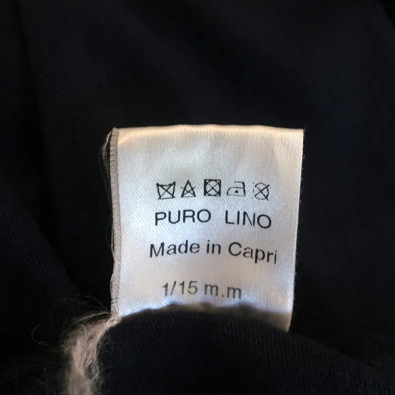 100% Capri Débardeur Encolure en V Marine en Jersey de Lin Taille Extra Extra Small