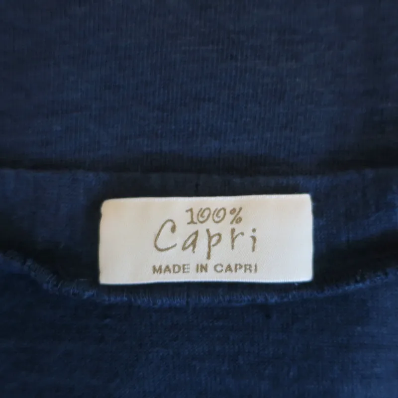 100% Capri Débardeur Encolure en V Marine en Jersey de Lin Taille Extra Extra Small