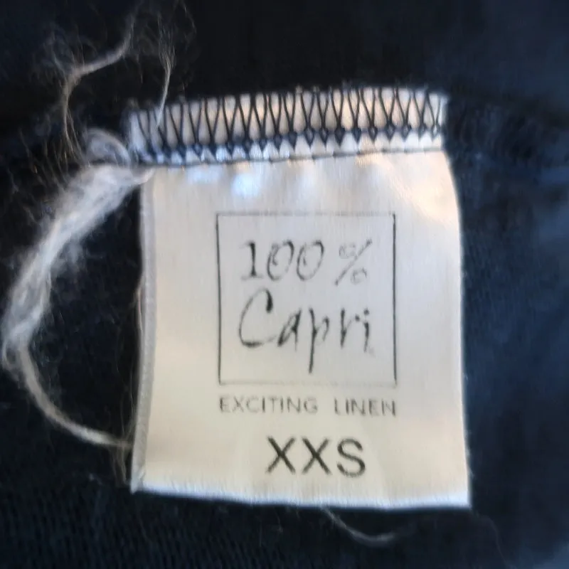 100% Capri Débardeur Encolure en V Marine en Jersey de Lin Taille Extra Extra Small