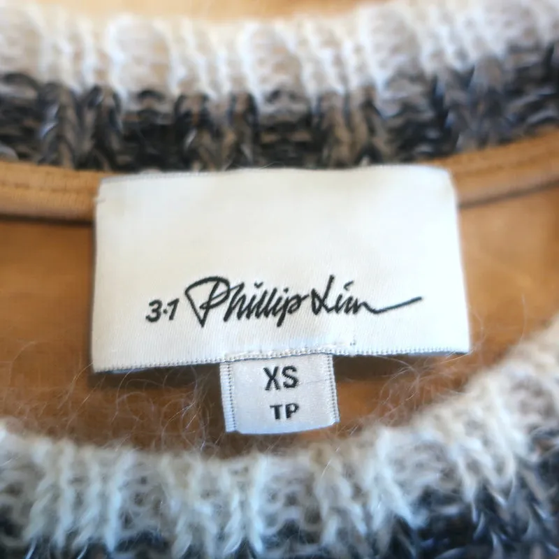 3.1 Phillip Lim T-shirt à col tricoté teint en tie-dye ocre en coton taille Extra Small