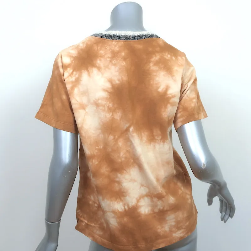 3.1 Phillip Lim T-shirt à col tricoté teint en tie-dye ocre en coton taille Extra Small