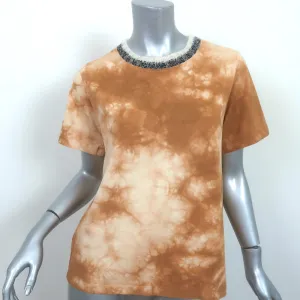 3.1 Phillip Lim Knit Collar Tie Dye T-Shirt Ochre Cotton Size Extra Small