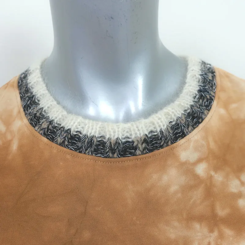 3.1 Phillip Lim T-shirt à col tricoté teint en tie-dye ocre en coton taille Extra Small