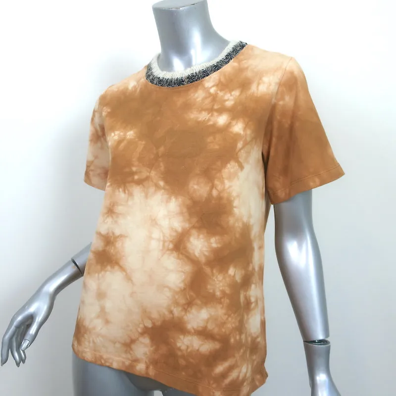 3.1 Phillip Lim T-shirt à col tricoté teint en tie-dye ocre en coton taille Extra Small
