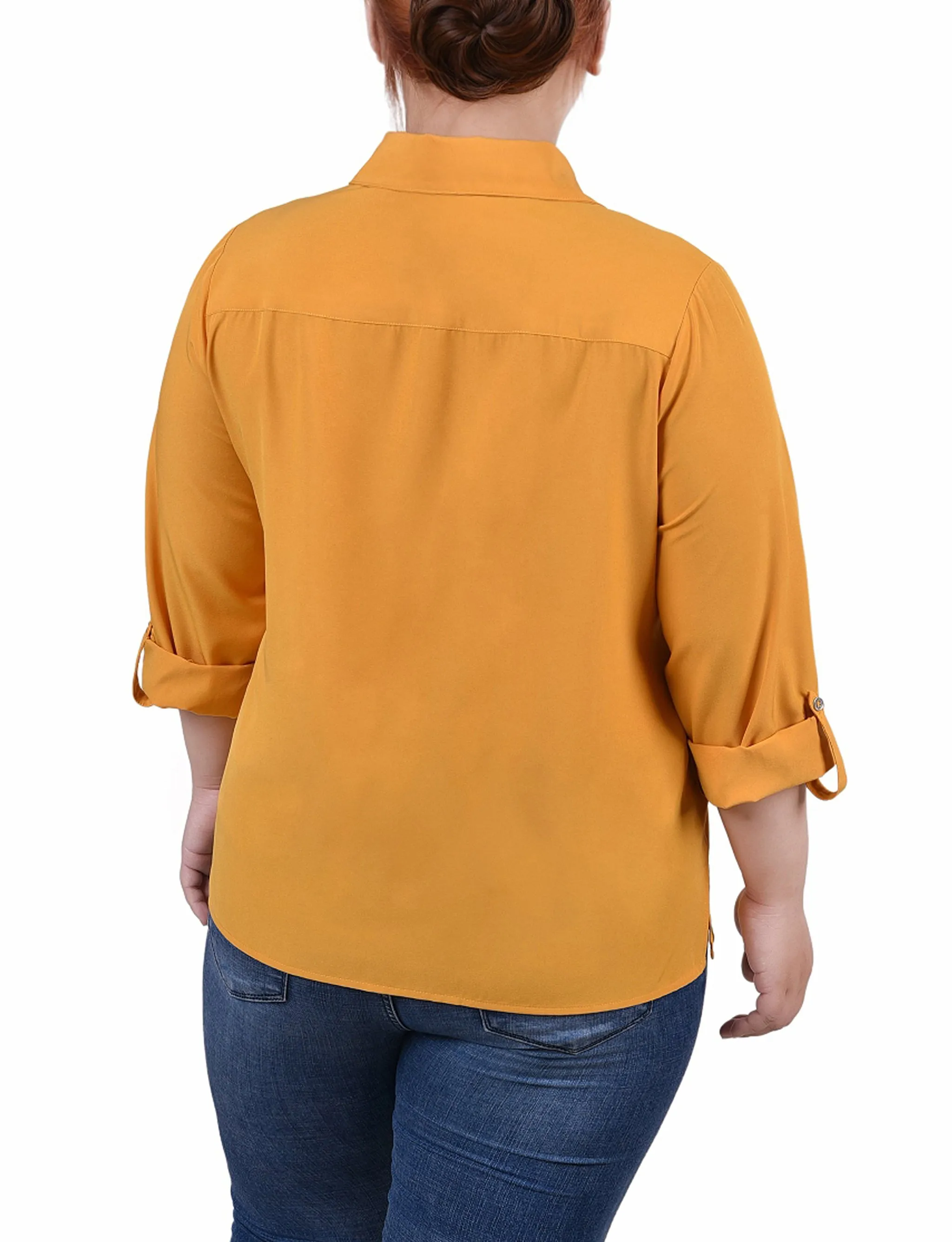 Blouse à encolure roulée 3/4 avec poches