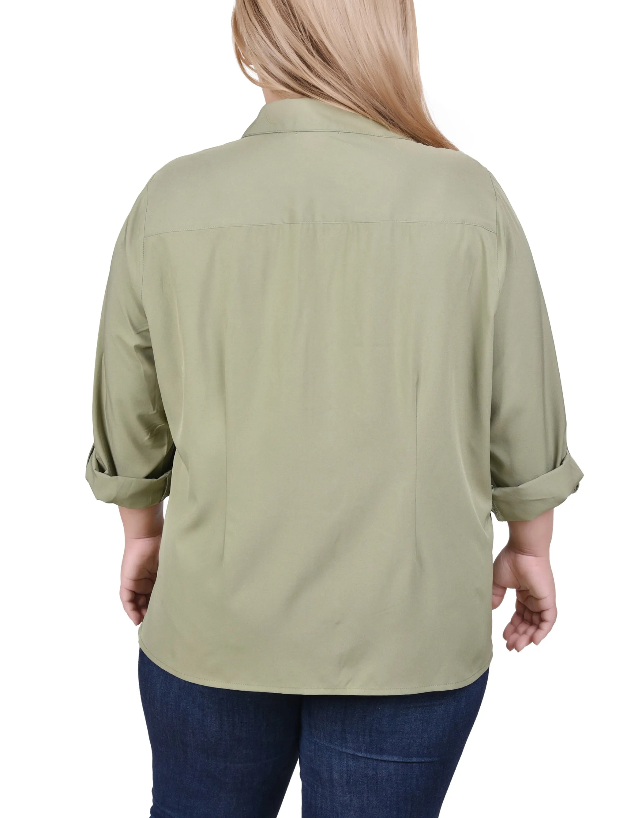 Blouse à encolure roulée 3/4 avec poches