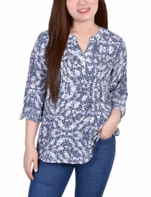 3/4 Roll Tab Sleeve Blouse