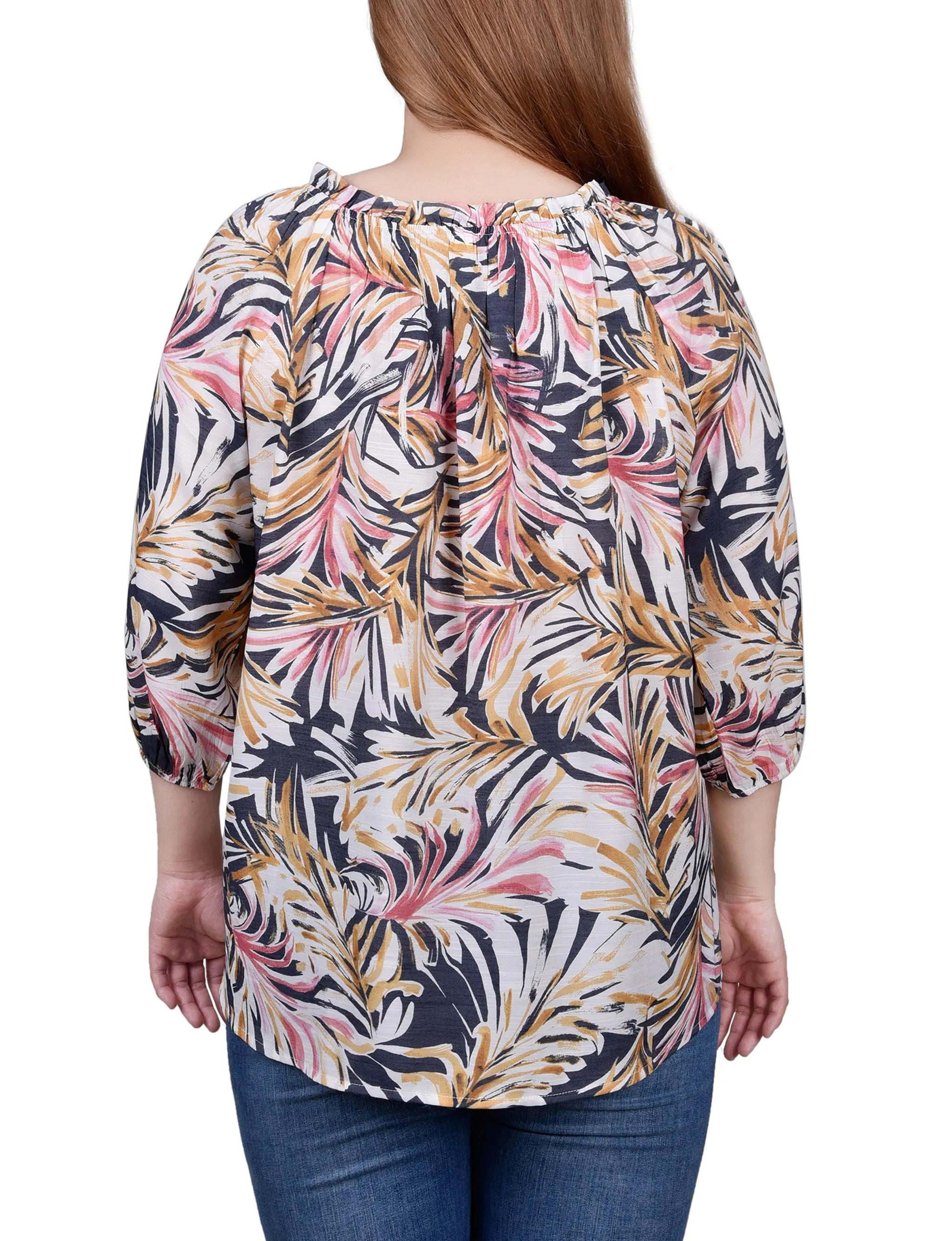 Blouse à encolure cordon avec manches 3/4