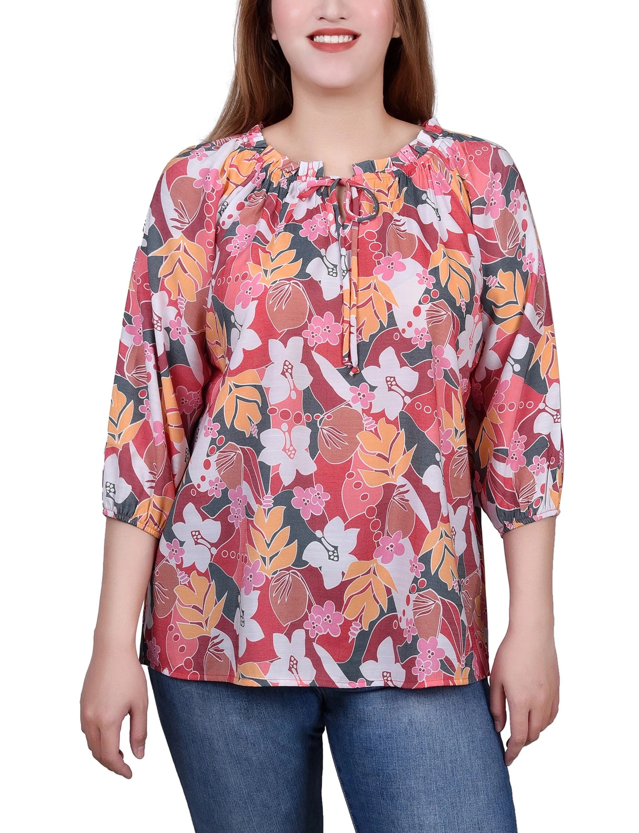 Blouse à encolure cordon avec manches 3/4