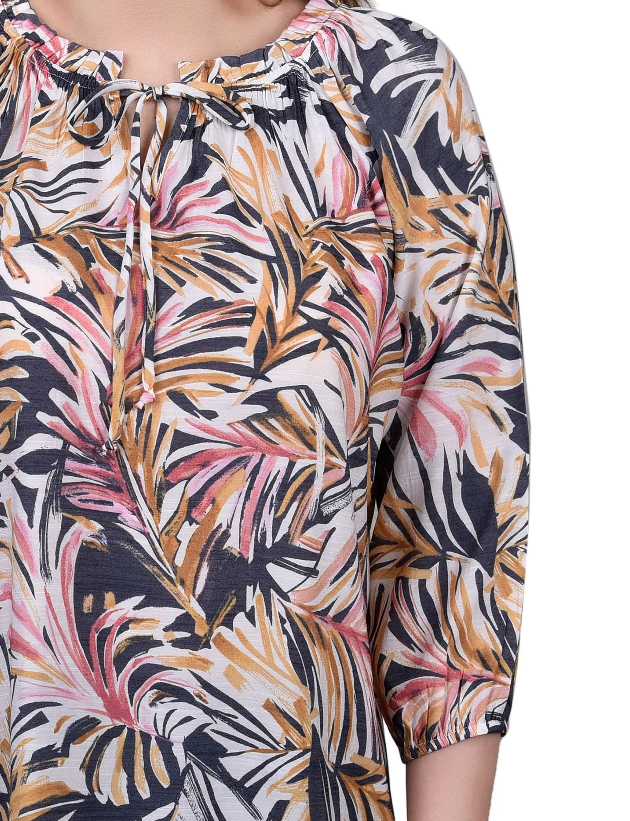 Blouse à encolure cordon avec manches 3/4
