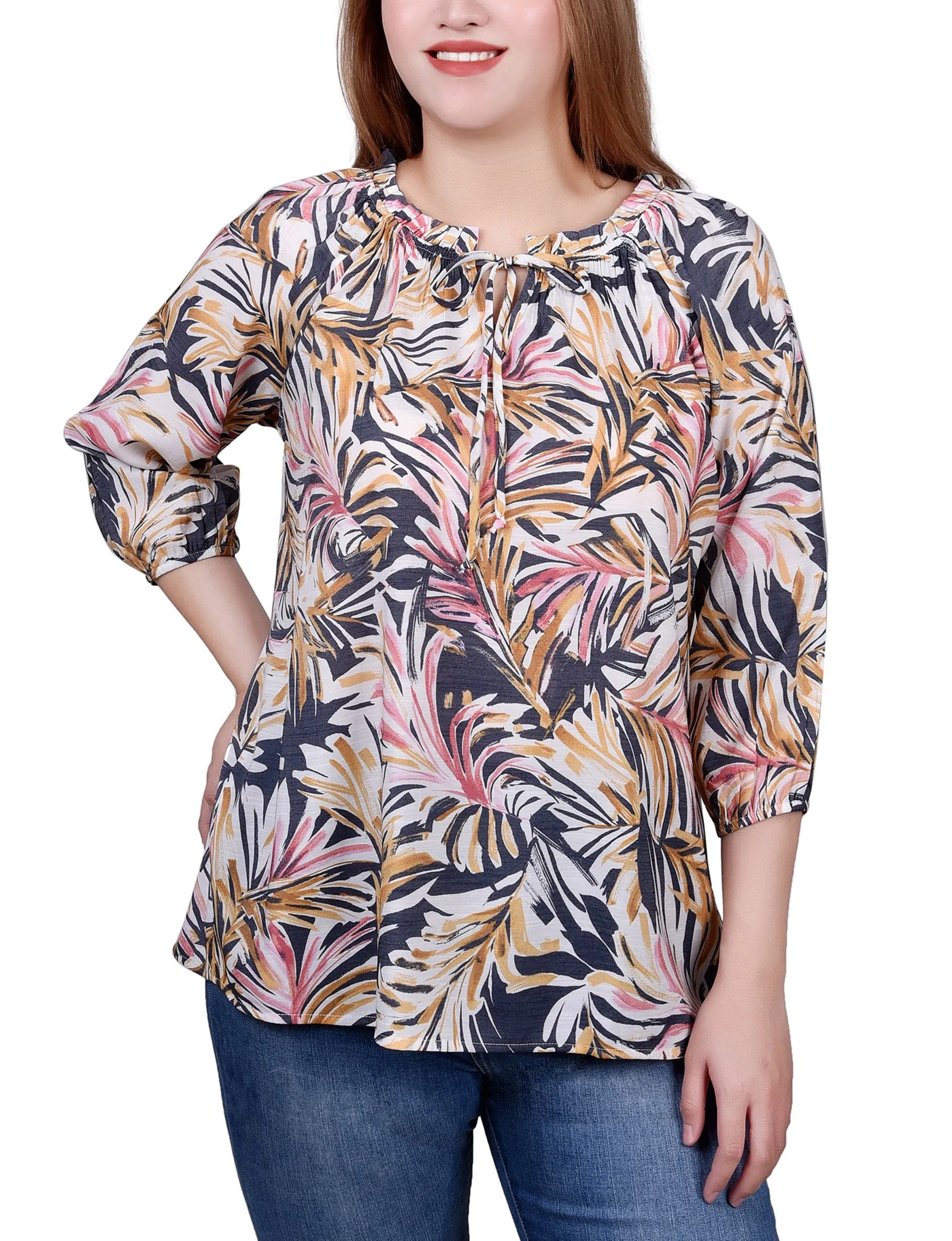Blouse à encolure cordon avec manches 3/4