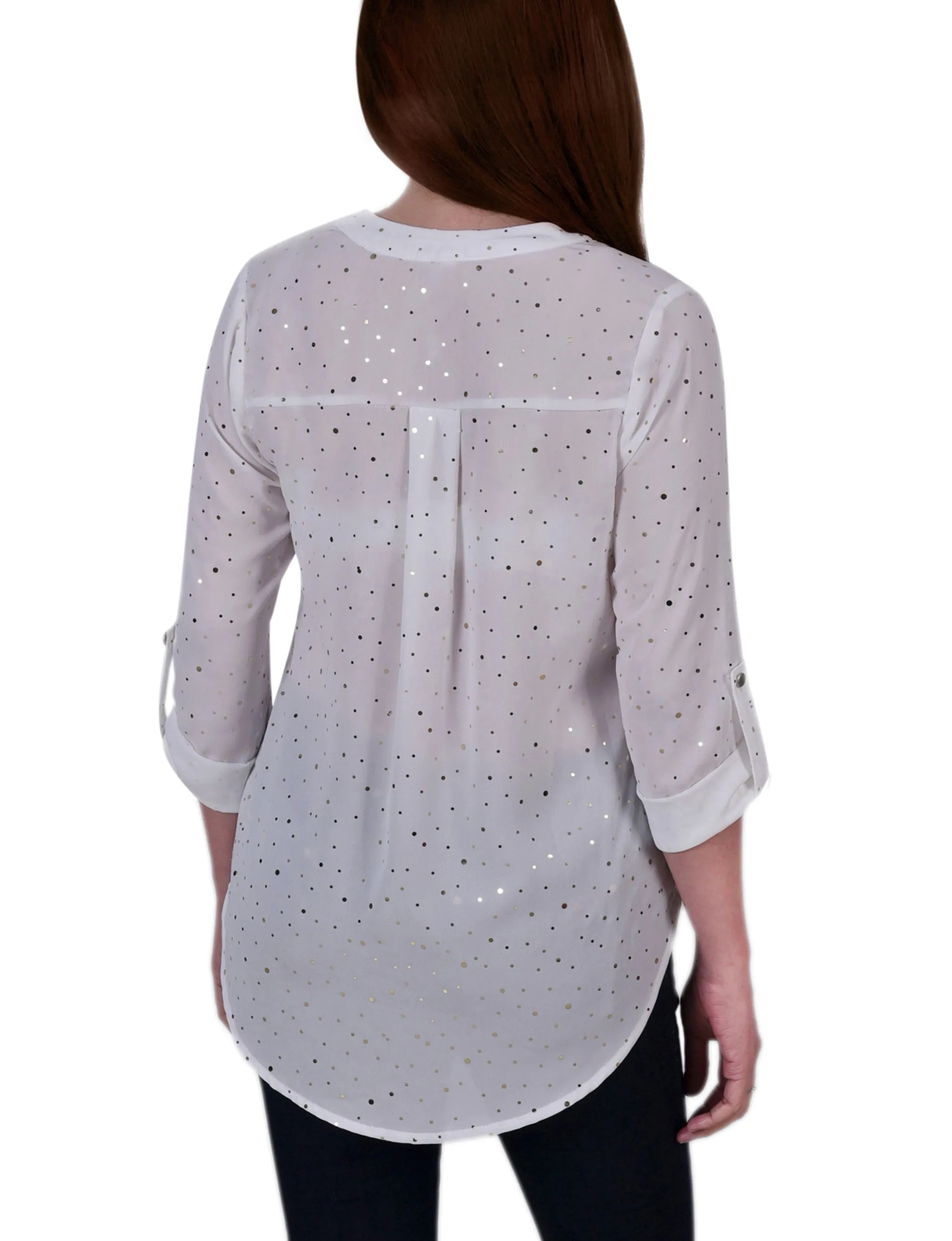 Blouse à manches 3/4 avec pois métalliques