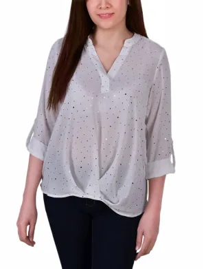3/4 Sleeve Metallic Dot Blouse