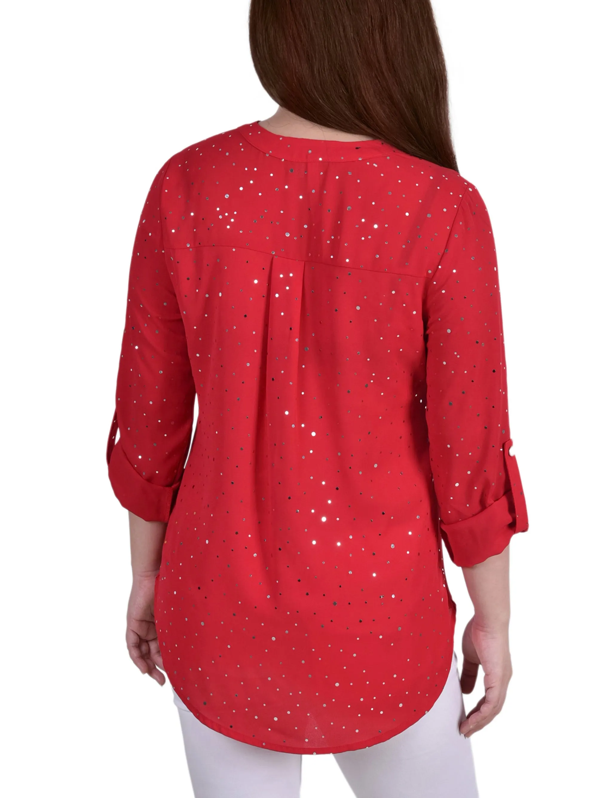 Blouse à manches 3/4 avec pois métalliques