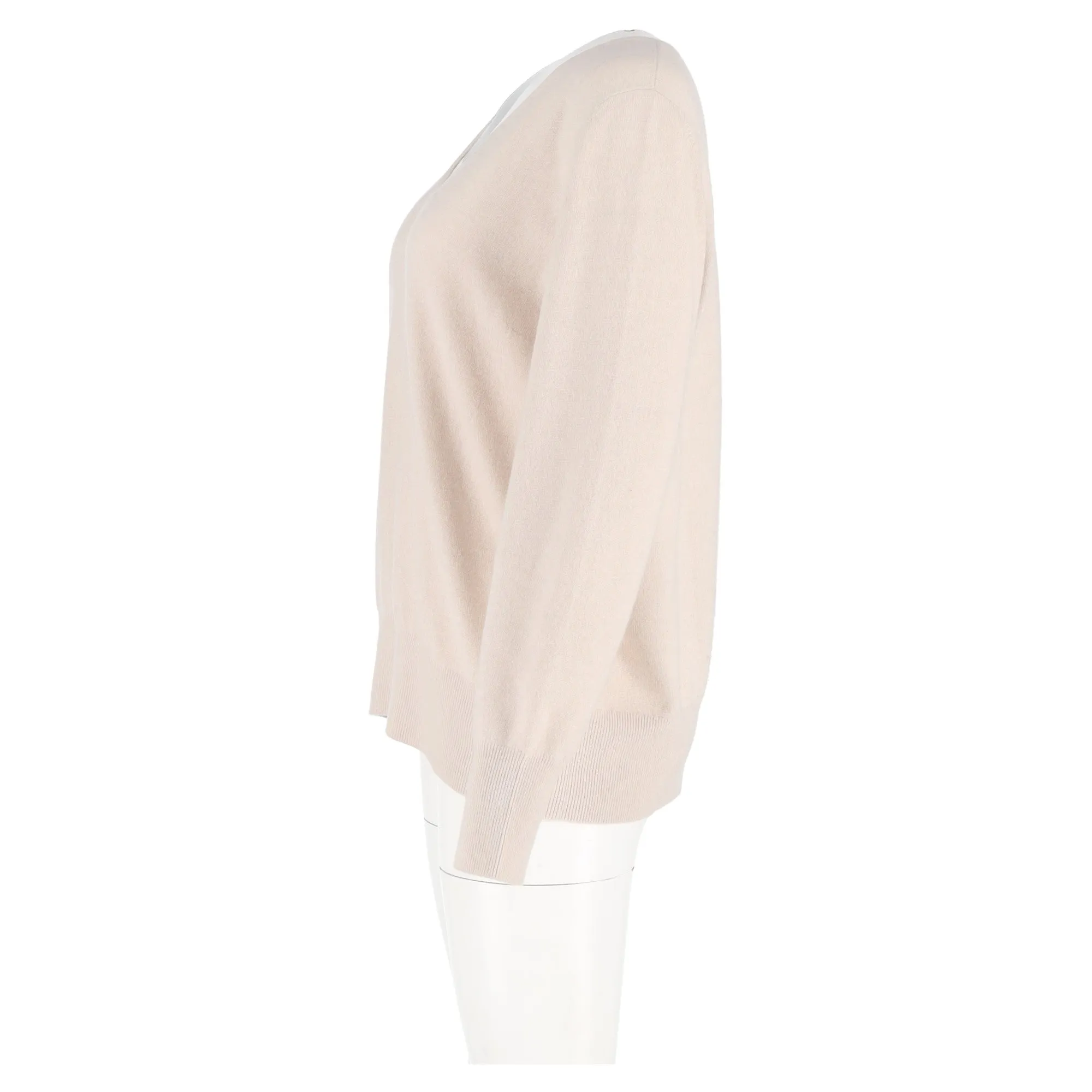 Pull Akris à col en V en laine beige