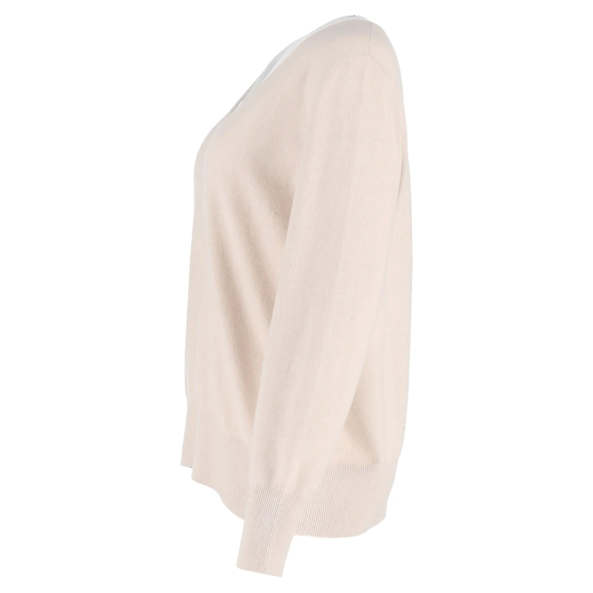 Pull Akris à col en V en laine beige