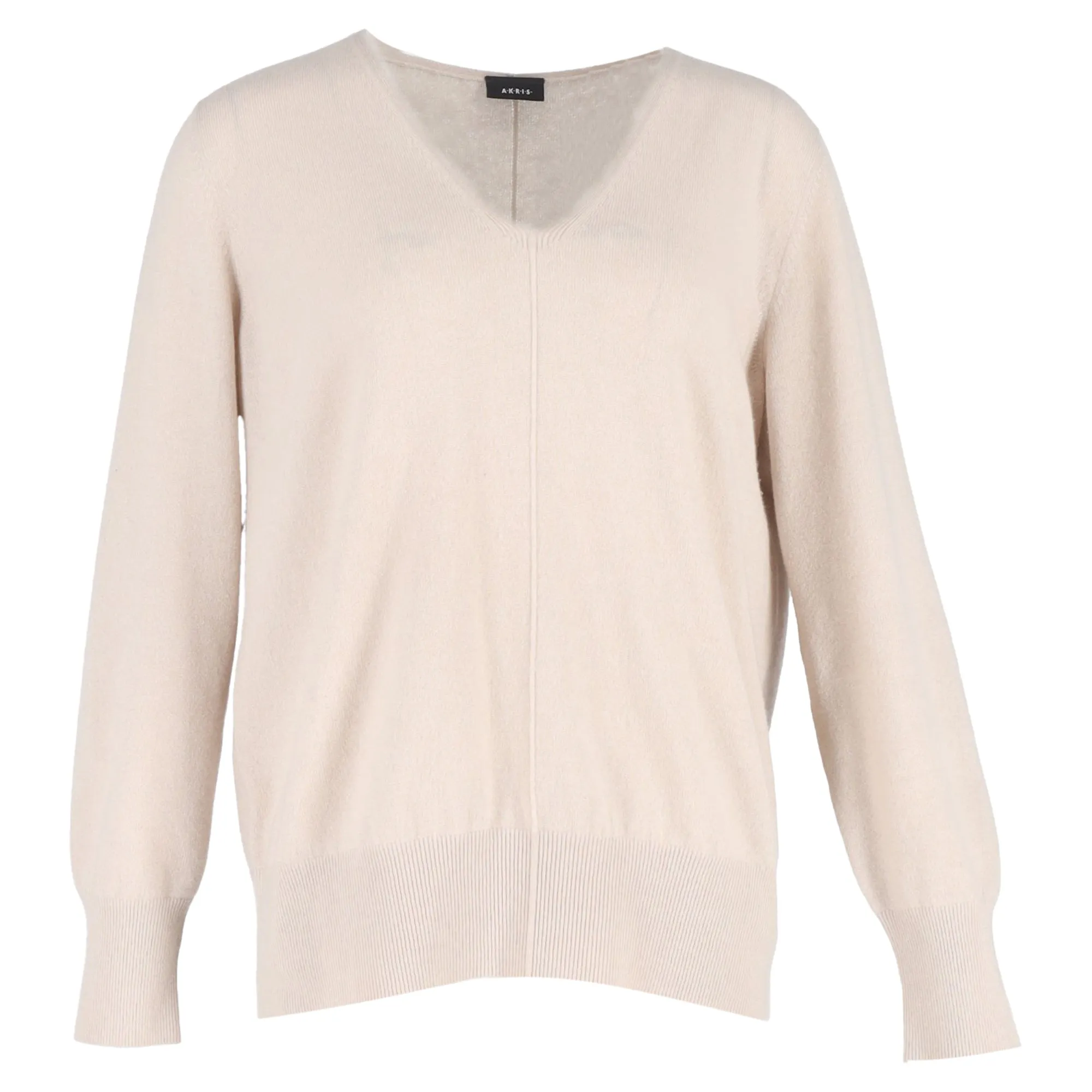 Pull Akris à col en V en laine beige