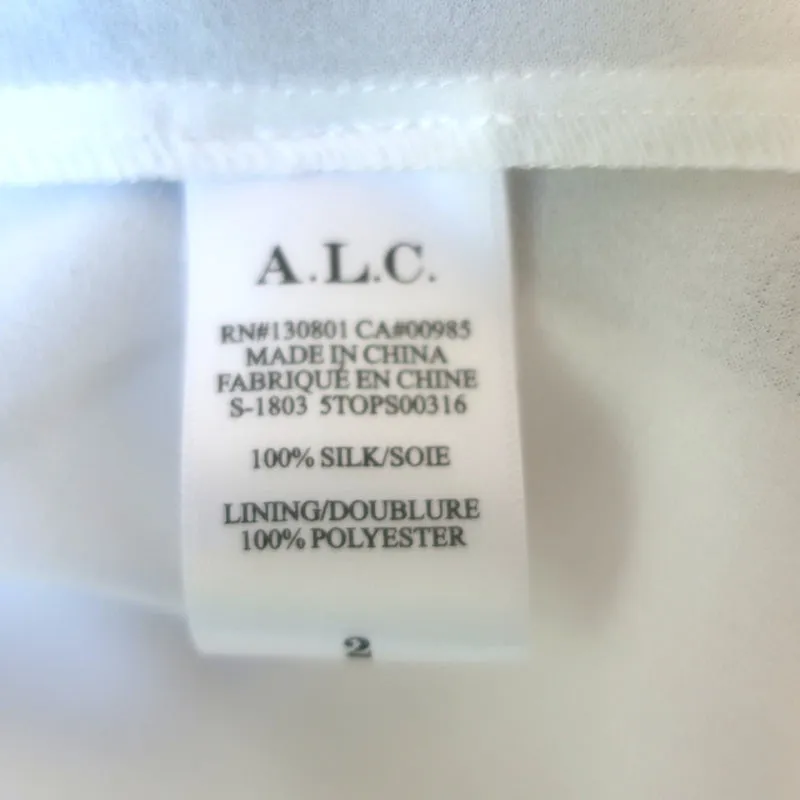 A.L.C. Chantal Blouse à manches ballon en soie chiffon blanche à imprimé floral taille 2