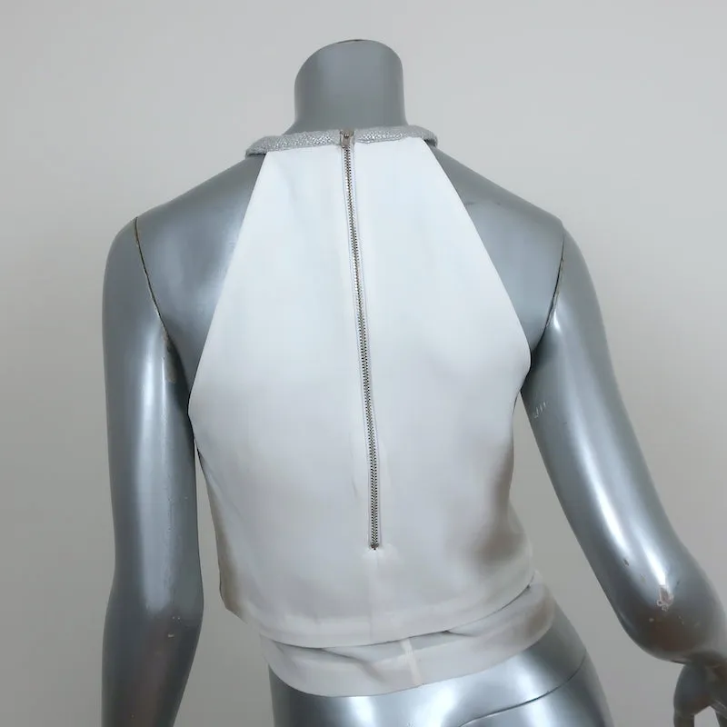 A.L.C. Haut court Daisy en coton tissé argenté Taille 4 Débardeur à ourlet superposé