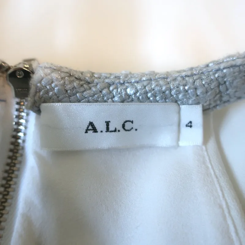 A.L.C. Haut court Daisy en coton tissé argenté Taille 4 Débardeur à ourlet superposé
