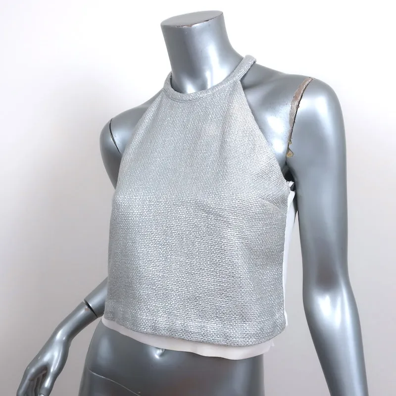 A.L.C. Haut court Daisy en coton tissé argenté Taille 4 Débardeur à ourlet superposé