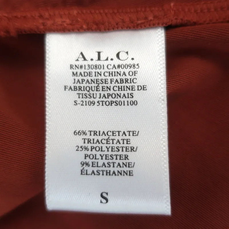 A.L.C. Haut à col montant et manches ballon Joss Ginger en velours ruché Taille S