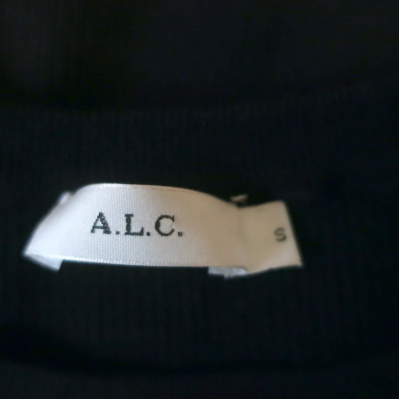 A.L.C. Pull à col ras du cou noir à ourlet amovible en côte taille S