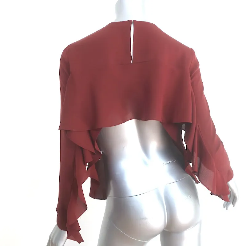 A.L.C. Blouse Sally à dos nu avec volants en soie bordeaux Taille 0 Haut à manches longues