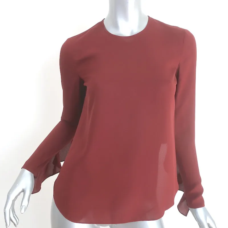 A.L.C. Blouse Sally à dos nu avec volants en soie bordeaux Taille 0 Haut à manches longues