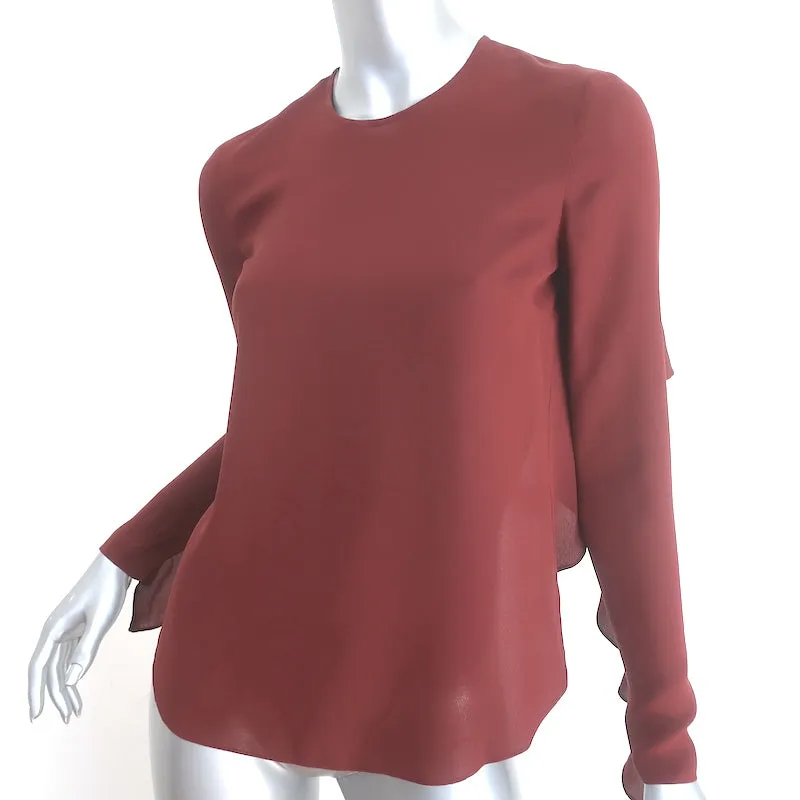 A.L.C. Blouse Sally à dos nu avec volants en soie bordeaux Taille 0 Haut à manches longues