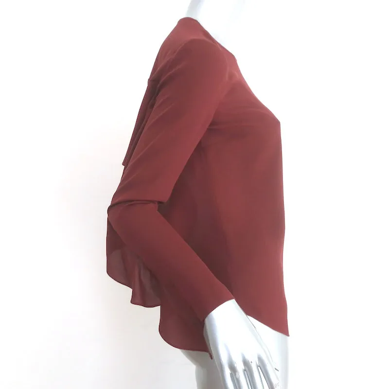 A.L.C. Blouse Sally à dos nu avec volants en soie bordeaux Taille 0 Haut à manches longues
