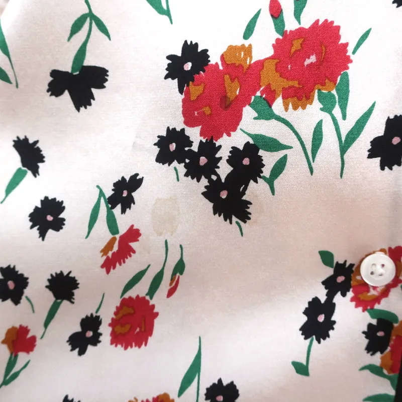 A.L.C. Chemise en Soie Leomie Imprimé Floral Rose Clair Taille 2 Blouse à Manches Longues