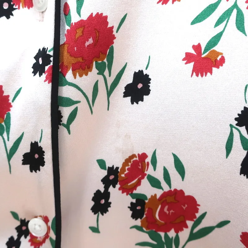 A.L.C. Chemise en Soie Leomie Imprimé Floral Rose Clair Taille 2 Blouse à Manches Longues
