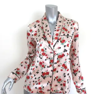 A.L.C. Silk Shirt Leomie Light Pink Floral Print Size 2 Long Sleeve Blouse