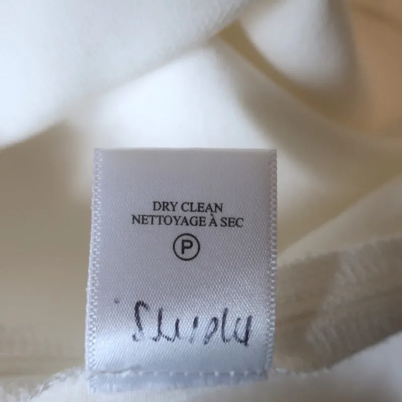 A.L.C. Haut en Crêpe Stretch Crème Brie Taille 6 Blouse à Manches Rassemblées