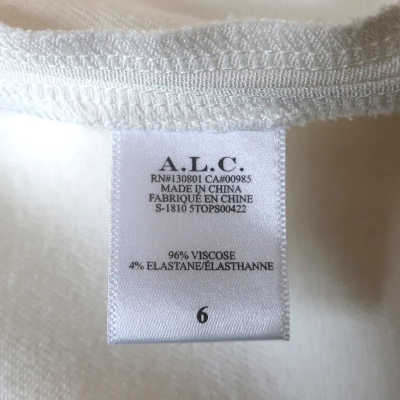A.L.C. Haut en Crêpe Stretch Crème Brie Taille 6 Blouse à Manches Rassemblées