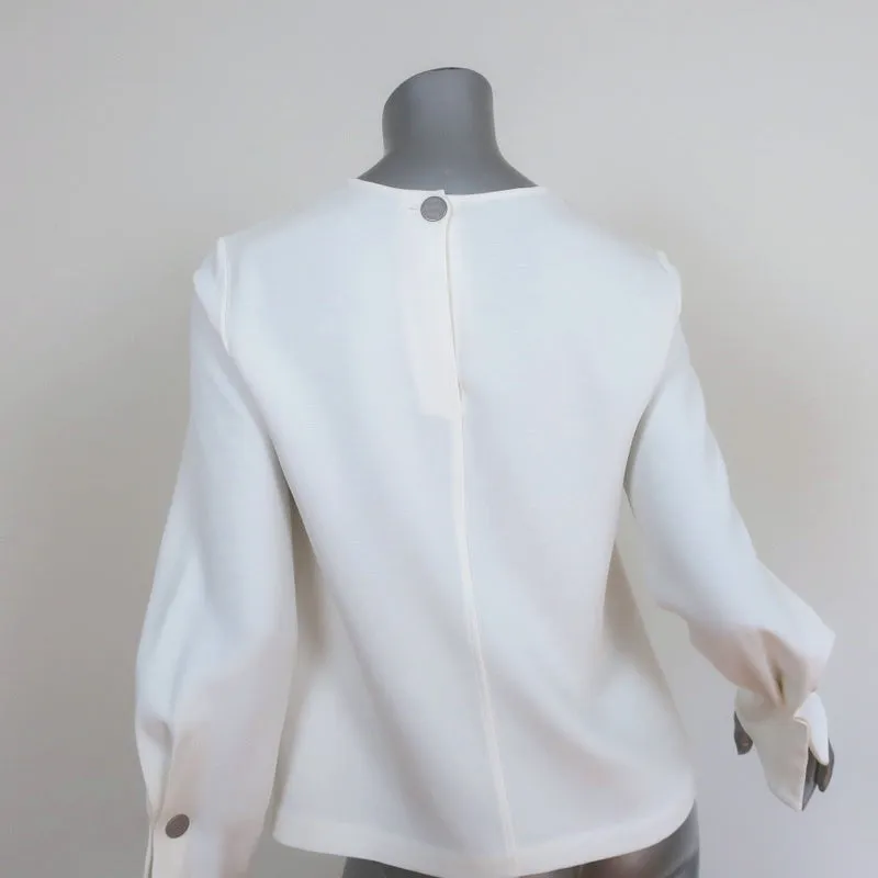 A.L.C. Haut en Crêpe Stretch Crème Brie Taille 6 Blouse à Manches Rassemblées