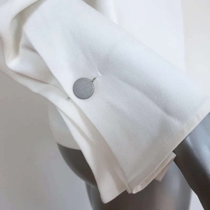 A.L.C. Haut en Crêpe Stretch Crème Brie Taille 6 Blouse à Manches Rassemblées