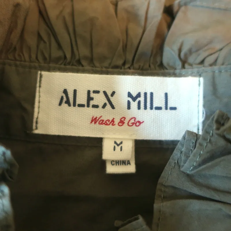 Chemise à boutons plissée Alex Mill vert armée taille moyenne manches longues haut