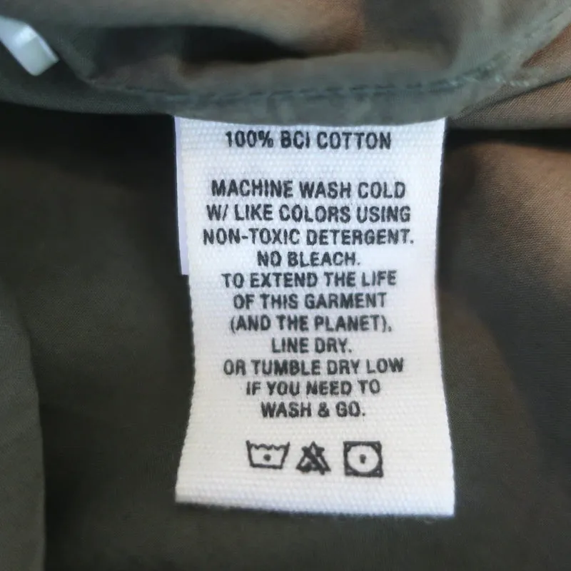 Chemise à boutons plissée Alex Mill vert armée taille moyenne manches longues haut