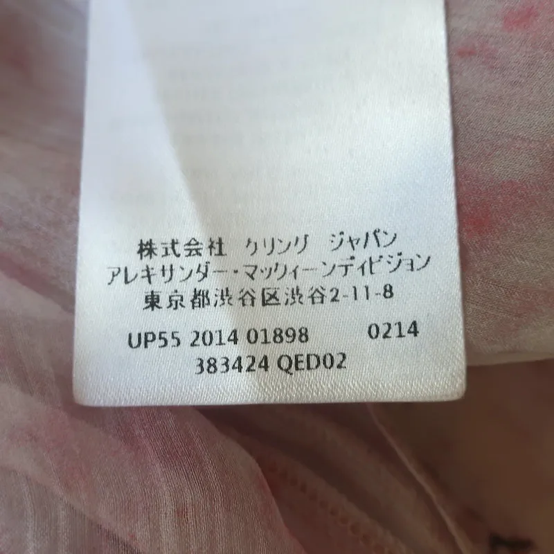 Alexander McQueen Blouse sans manches à volants rose clair en chiffon imprimé taille 40