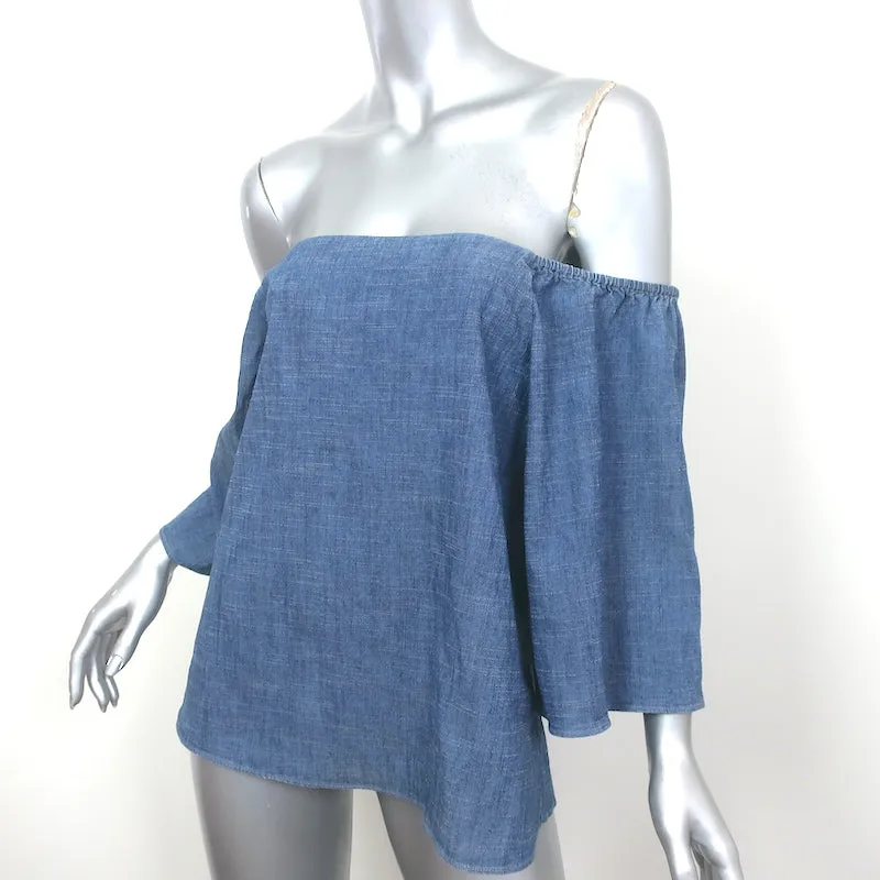 Alice   Olivia Haut décolleté Christy en chambray mélange lin Taille L