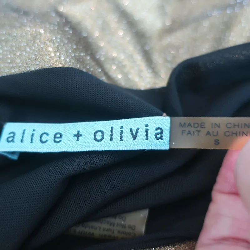 Alice   Olivia Haut à une épaule Hannah Pailleté Or Taille S