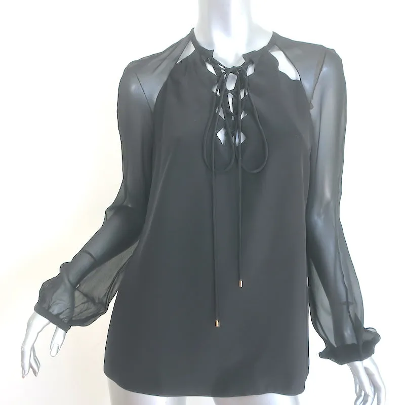 Altuzarra Benny Haut à Lacets Noir en Soie Taille 40 Blouse à Manches Longues