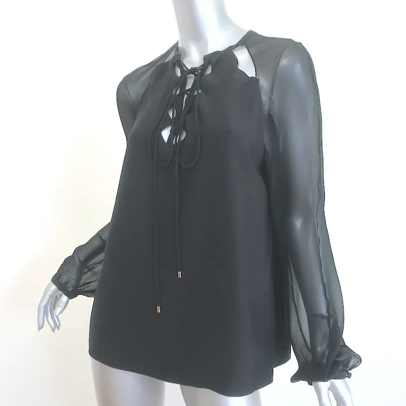 Altuzarra Benny Haut à Lacets Noir en Soie Taille 40 Blouse à Manches Longues