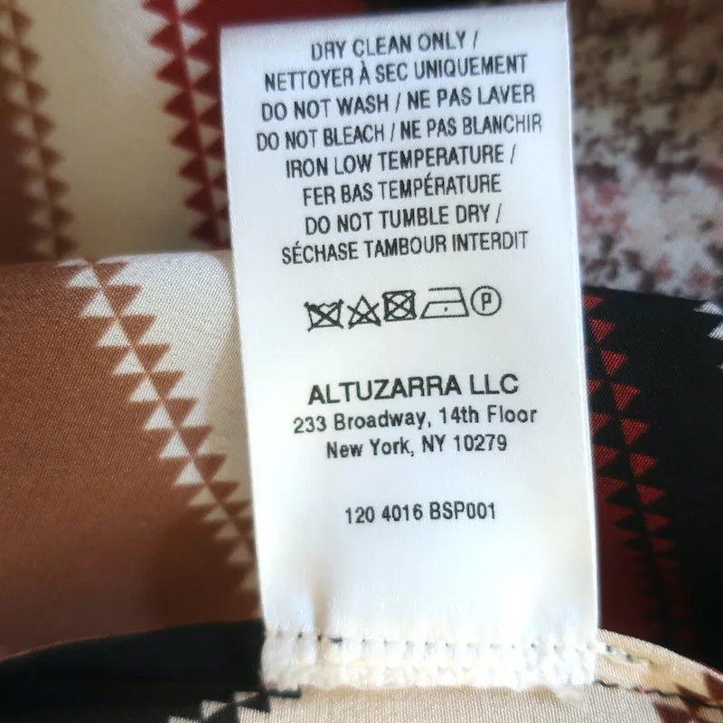 Altuzarra Newberry Blouse à nœud papillon Marron Chevron Rayée en Soie Taille 42