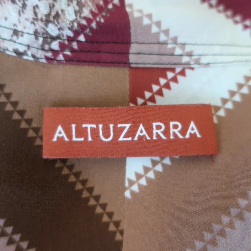 Altuzarra Newberry Blouse à nœud papillon Marron Chevron Rayée en Soie Taille 42