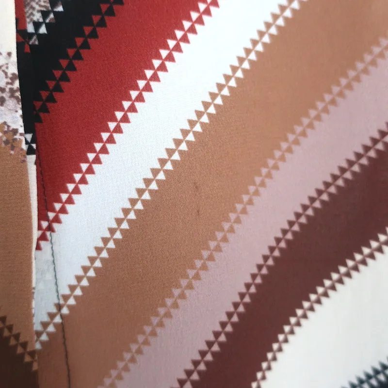 Altuzarra Newberry Blouse à nœud papillon Marron Chevron Rayée en Soie Taille 42