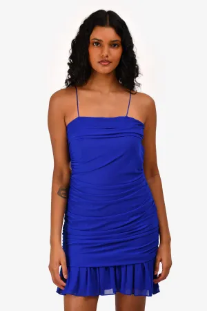 Amanda Uprichard Blue Ruched 'Kiana' Mini Dress Size M