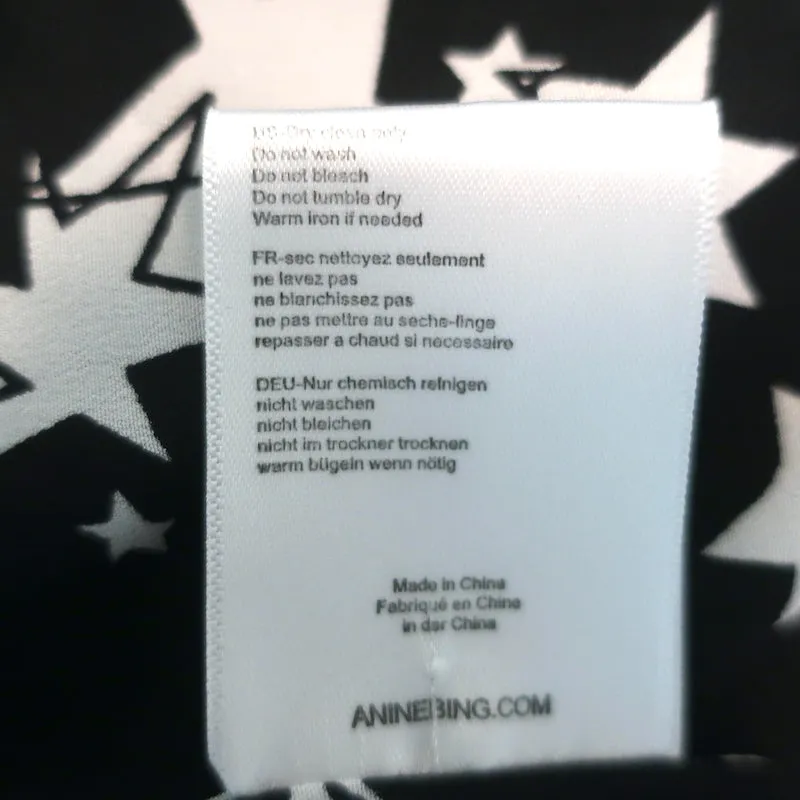 ANINE BING Blouse Stella Imprimé Étoile Noire Soie Taille Très Petite Haut à Manches Longues